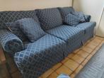 Mooie gezellige blauwe zetel - sofa, Huis en Inrichting, Zetels | Zetels, 100 tot 125 cm, Rechte bank, Gebruikt, Stof