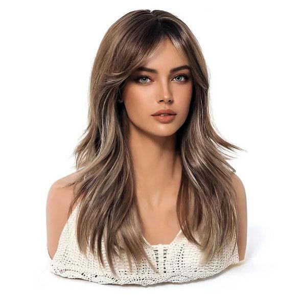 Pruik met speels kapsel in laagjes en met pony model Alicia, Handtassen en Accessoires, Uiterlijk | Haarverzorging, Nieuw, Verzenden