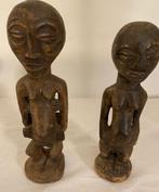 2 Afrikaanse beelden van de Luba-stam uit Congo in gesneden, Antiek en Kunst, Kunst | Niet-Westerse kunst, Ophalen of Verzenden