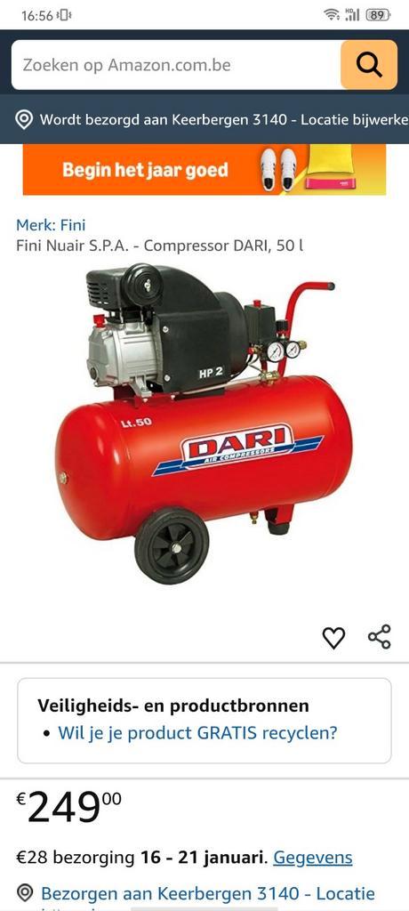 Dari compacte compressor 8 bar professionele kwaliteit, Doe-het-zelf en Bouw, Compressors, Gebruikt, 6 tot 10 bar, Ophalen