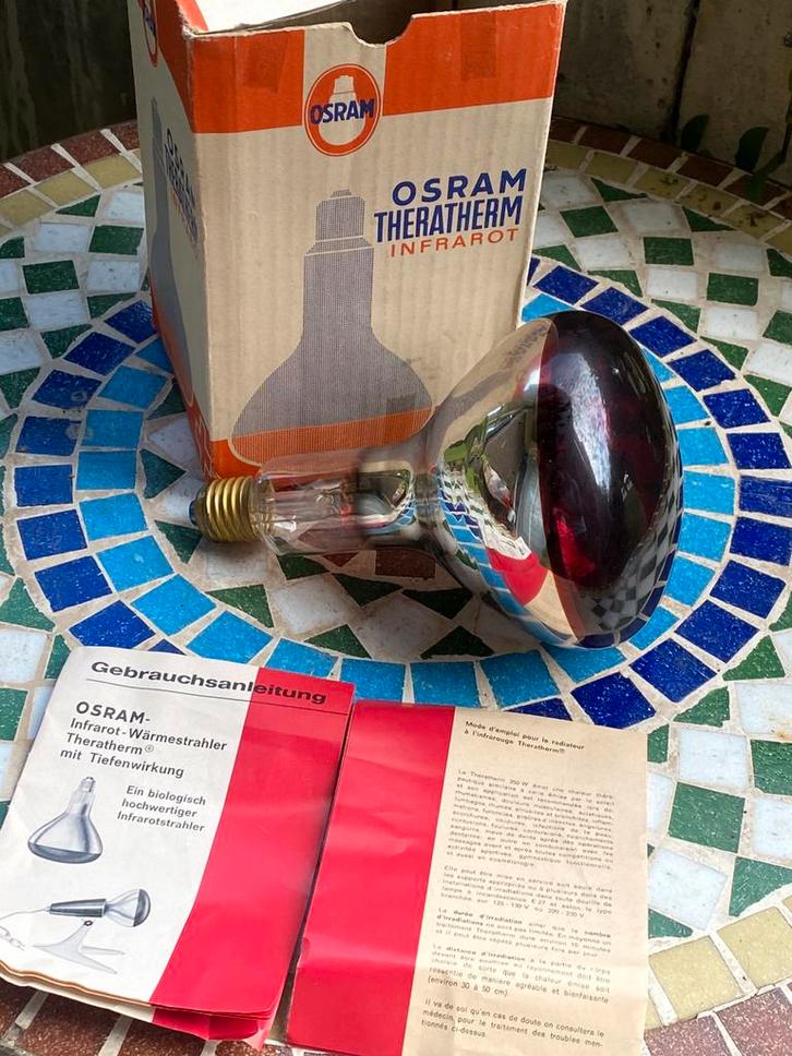 Vintage lamp OSRAM Theratherm Infrarot 250W jaar 60, Antiek en Kunst, Antiek | Verlichting, Ophalen