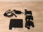 PlayStation 2 (fonctionnelle) + 5 jeux + 3 manettes + câbles, Enlèvement ou Envoi, Utilisé, Avec 3 manettes ou plus