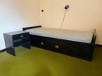 zwart houten 1-persoonsbed met schuif en nachtkastje, Huis en Inrichting, Slaapkamer | Bedden, Ophalen, Gebruikt, 90 cm, Eenpersoons