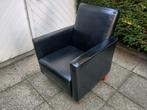 Zwarte lederen fauteuil, 75 à 100 cm, Enlèvement, Utilisé, Cuir