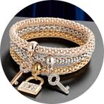 Set van 3 roestvrijstalen armbanden, Handtassen en Accessoires, Bedels, Ophalen of Verzenden, Nieuw, Overige materialen, Overige merken