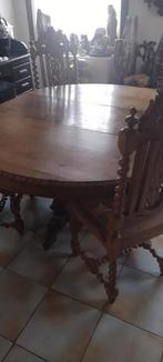 antiek eettafel , 8 stoelen, Huis en Inrichting, Ophalen, Gebruikt, Ovaal