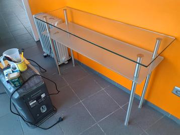 Console murale design 120Lx40Bx75H en verre et acier inoxyda, Enlèvement, Comme neuf