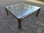 Glazen tafel met bronzen onderstel / salontafel van glas en, Ophalen of Verzenden, Brons