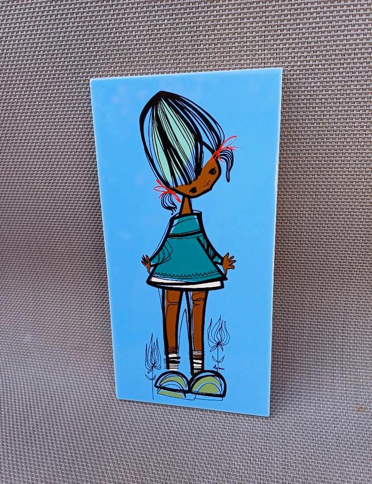 Vintage wandtegel kindertekening Agnes, Huis en Inrichting, Woonaccessoires | Wanddecoraties, Ophalen of Verzenden