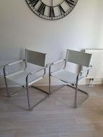 2 witte leren sledestoelen, Huis en Inrichting, Ophalen, Wit, Twee