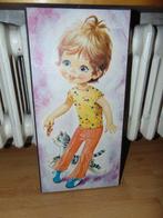 Retro muurplank meisje met poes, Ophalen of Verzenden, Huis en Inrichting