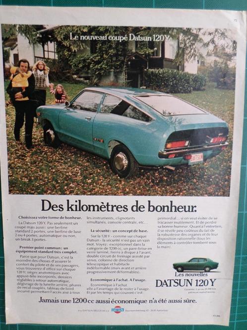 Datsun 120 Y - publicité papier - 1974, Collections, Marques & Objets publicitaires, Utilisé, Autres types, Enlèvement ou Envoi