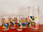 Vintage karaf met 4 glazen - jaren 80, Memphis-stijl, Ophalen, Zo goed als nieuw