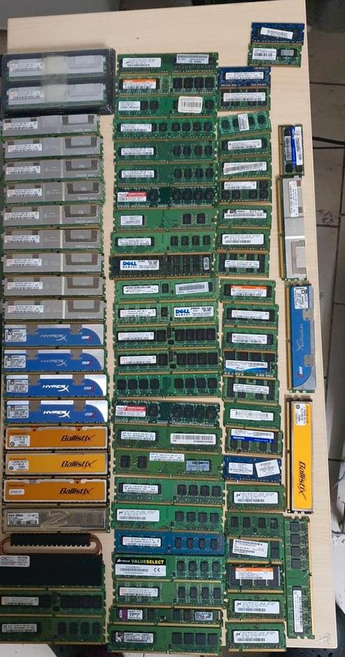 Lot ram dimm et so dimm DDR2 (1 Go, 512 Mo,256 Mo), Informatique & Logiciels, Mémoire RAM, Comme neuf, DDR2, Enlèvement ou Envoi