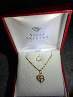 🩷CHAINE ET PENDENTIF OR JAUNE ET BLANC, COEUR DANS UN COEUR, Enlèvement ou Envoi