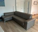 Driezit met ligstuk in echt leder (taupe) in goede staat, Huis en Inrichting, Ophalen, Zo goed als nieuw, Leer, Modern