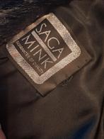 Saga Mink bontjas nerts zwart 42,46., Saga mink nerts, Ophalen, Zo goed als nieuw, Zwart
