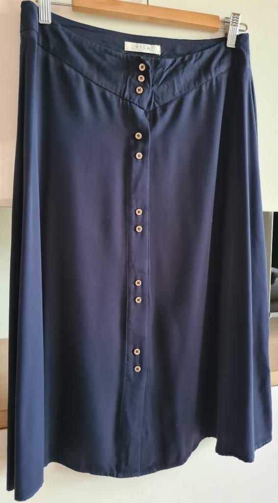 Marineblauwe rok 'Villa' (maat: 40), Kleding | Dames, Rokken, Zo goed als nieuw, Maat 38/40 (M), Blauw, Onder de knie, Ophalen of Verzenden