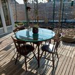 Ronde tafel met 4 stoelen., Huis en Inrichting, Ophalen of Verzenden, Gebruikt, Glas