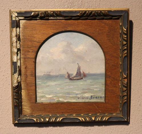 Leuk paneeltje met zeezicht, Antiek en Kunst, Kunst | Schilderijen | Klassiek, Verzenden