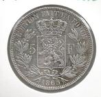 12998 * LEOPOLD 1 * 5 frank 1865 * Z.Fr+++, Postzegels en Munten, Munten | België, Zilver, Verzenden