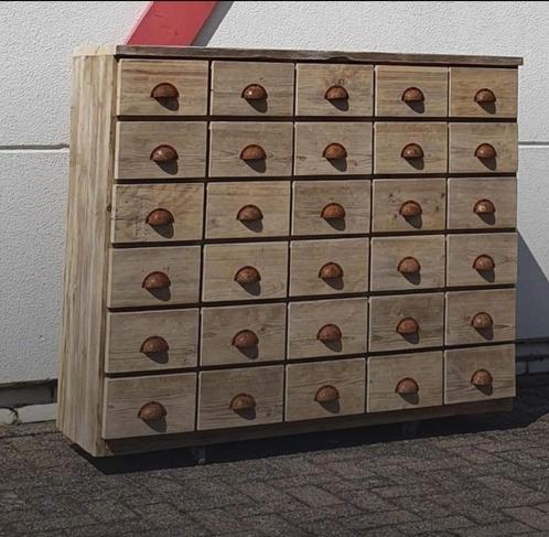 Cabinet d'apothicaire en bois d'échafaudage., Maison & Meubles, Armoires | Commodes, Neuf, 100 à 150 cm, 100 à 150 cm, 25 à 50 cm
