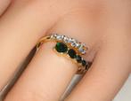 Damesring goud met witte en groene strass Lovisa, Handtassen en Accessoires, Ringen, Verzenden, Nieuw, Goud, Met strass