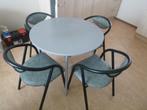 Ronde keukentafel grijs en 4 keukenstoelen, Huis en Inrichting, Tafels | Eettafels, Ophalen, Gebruikt, 50 tot 100 cm, Rond