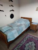 Massief eiken eenpersoonsbed met verstelbare lattenbodem, Huis en Inrichting, Slaapkamer | Bedden, Ophalen, 90 cm, Eenpersoons