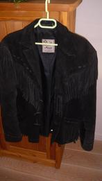 veste western en daim/cuir noir, Comme neuf, Noir, Enlèvement ou Envoi, Taille 52/54 (L)