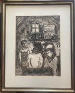 Gustaaf Sorel 1905 - 1981 - mixed media - café interieur, Antiek en Kunst, Ophalen