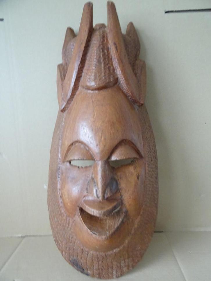 Afrikaans masker man met baard 59cm hardhout D.R.C. Congo, Antiek en Kunst, Kunst | Niet-Westerse kunst, Ophalen of Verzenden