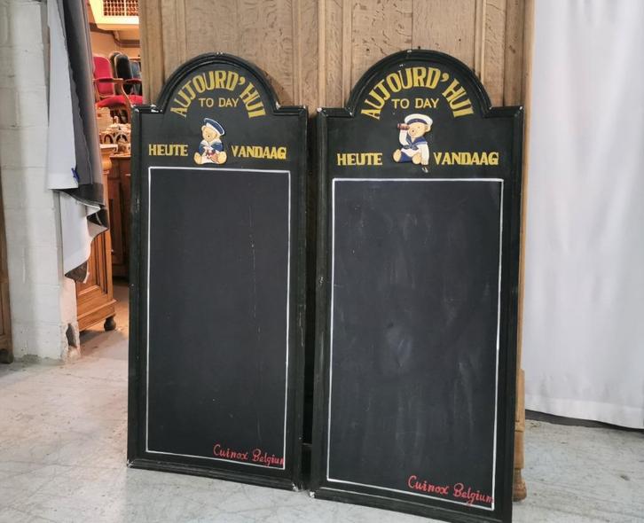 2 hoge antieke krijtborden met beren erop H 162 B 70, Antiek en Kunst, Curiosa en Brocante, Ophalen