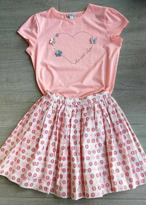 Mooie dubbele zomerset (rok + T-shirt) - Okaïdi - maat 158, Kinderen en Baby's, Kinderkleding | Maat 158, Zo goed als nieuw, Meisje