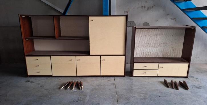 2 vintage / retro dressoir kasten op poten zonder glas, Huis en Inrichting, Kasten | Wandmeubels, Gebruikt, Glas, Ophalen