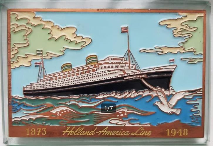 Holland America Line jubileum presse papier., Antiek en Kunst, Antiek | Glaswerk en Kristal, Ophalen of Verzenden