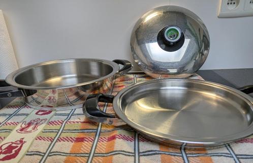 AMC kookpotten en pan - 3 stuks, Huis en Inrichting, Keuken | Potten en Pannen, Gebruikt, Kookpan of Snelkookpan, Keramische plaat