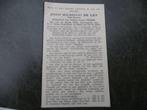 oud-senator de ley overl 1945, Verzamelen, Verzenden, Bidprentje