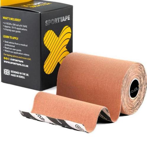 SPORTTAPE extra wide kinesiology tape 10cm x 5 meter BEIGE, Sport en Fitness, Fitnessmaterialen, Ophalen of Verzenden
