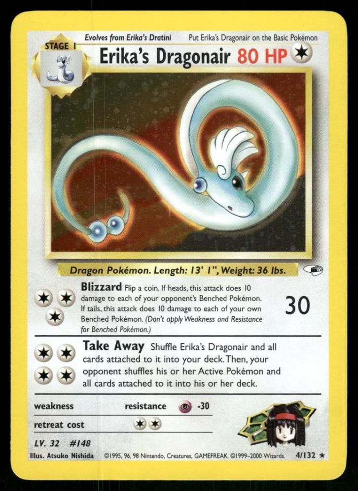 Erika's Dragonair 4/132 - Gym Heroes (NM), Hobby en Vrije tijd, Verzamelkaartspellen | Pokémon, Gebruikt, Verzenden