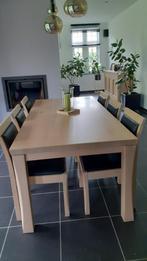 Eiken tafel met 6 stoelen, 200 cm of meer, 50 tot 100 cm, Gebruikt, Rechthoekig