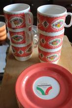 Sixtees vintage 6 X Oranje Tassen en Borden-Trevisio Italie, Antiquités & Art, Enlèvement ou Envoi