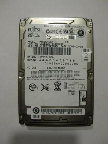 Fujitsu 40GB 2,5" IDE 5400rpm laptop harddisk beschikbaar voor biedingen