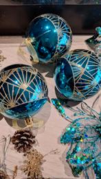 Kerstballen + decoratie 55 stuks turquoise goud bruin, Ophalen of Verzenden