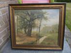 oud schilderijtje landschap 61cm op 52cm, Antiek en Kunst, Ophalen of Verzenden