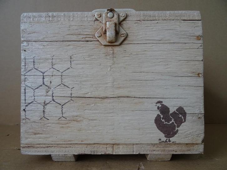 Houten kist kistje transportkistje vervoerskist haan of kip, Antiek en Kunst, Curiosa en Brocante, Ophalen of Verzenden