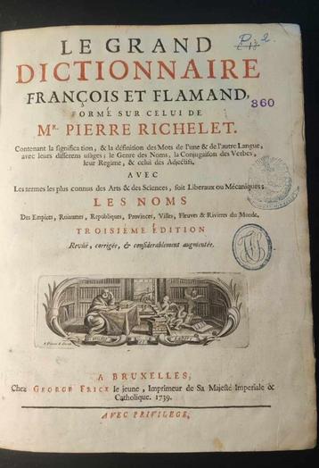 Le Grand Dictionaire François Et Flamand 1739