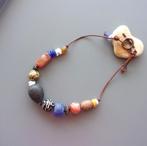 Afrikaanse ketting in carneool, Dogon kralen, millefiori, Handtassen en Accessoires, Kettingen, Blauw, Nieuw, Ophalen of Verzenden