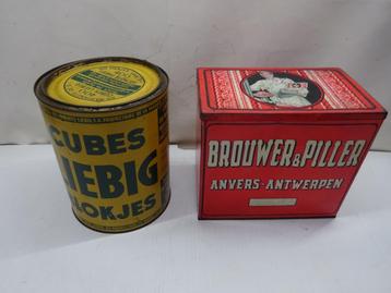 2 vintage blikken,Liebig en Brouwer- Piller. beschikbaar voor biedingen