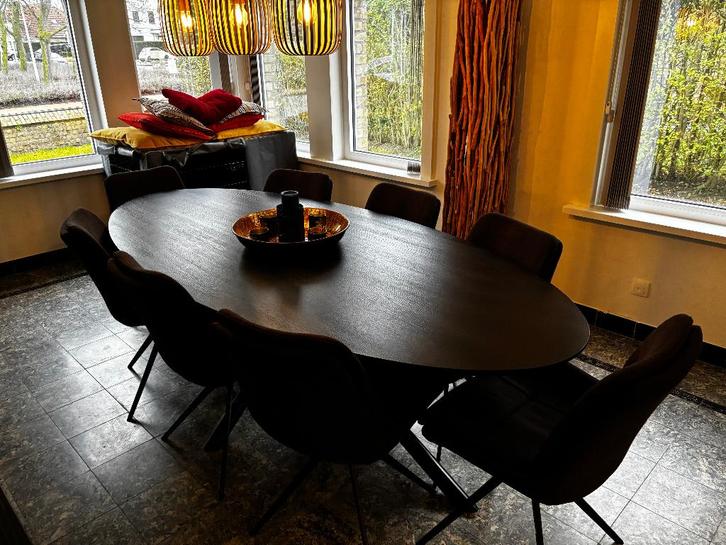 Eetplaats Hout Zwart T&T Design, Maison & Meubles, Armoires | Vitrines, Comme neuf, Enlèvement